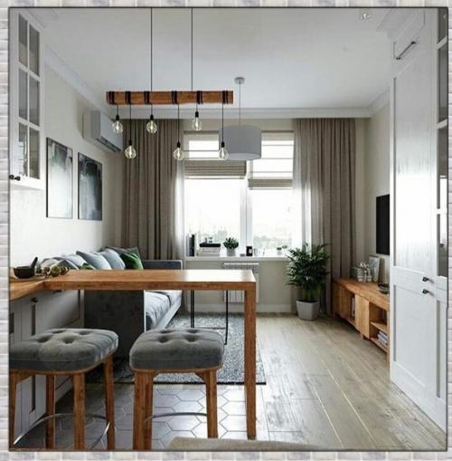 Красивая гостиная. Объединенная с кухней. 01