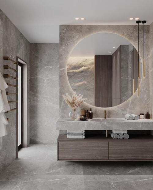 Шикарное оформление. Просторной ванной комнаты. 03