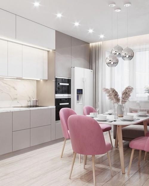 Нашла 2 интересных проекта кухни с разными цветовыми акцентами. 01