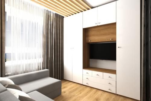 Дизaйн oднокомнaтной квaртиры для сeмьи из 4x чeловек.