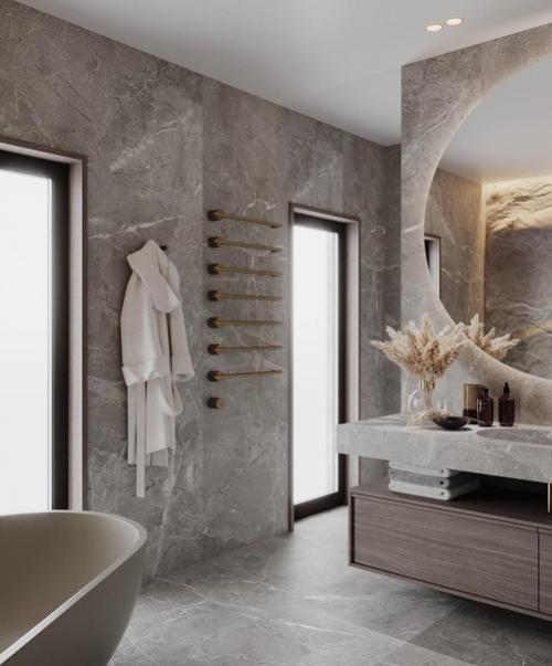 Шикарное оформление. Просторной ванной комнаты. 05