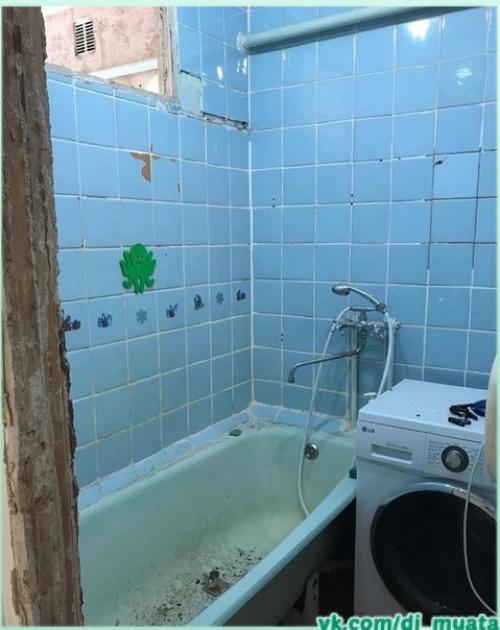 До и после ремонта ванной комнаты.