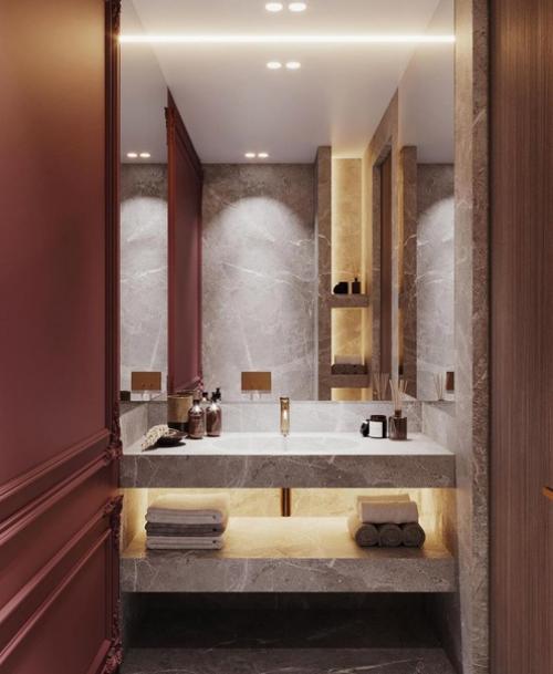 Шикарное оформление. Просторной ванной комнаты. 09