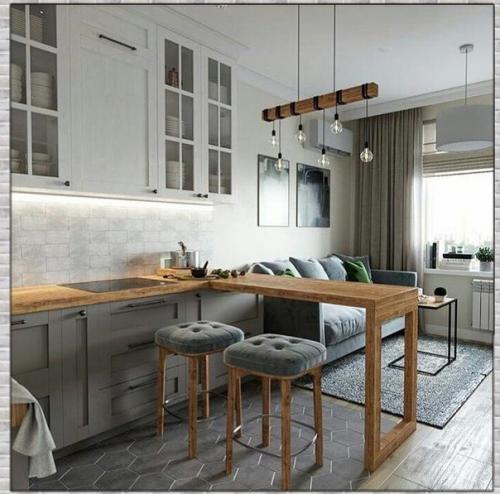 Красивая гостиная. Объединенная с кухней.