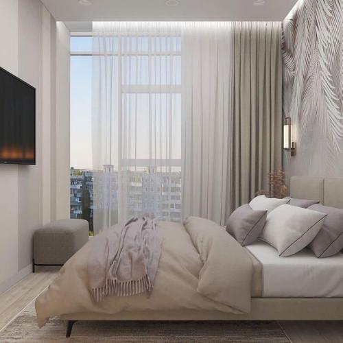 Мы очень акцентную стену в спальне хотели. 06