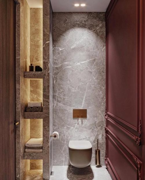 Шикарное оформление. Просторной ванной комнаты.