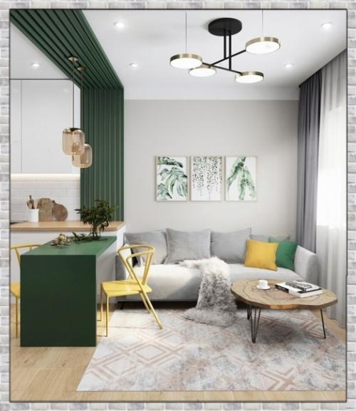 Современный проект стyдии с яркими деталями (24 кв.