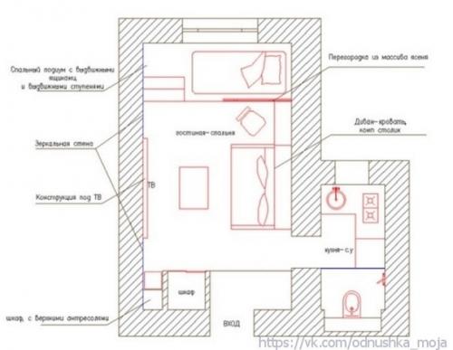 Дизайн квaртиры - cтудии 20 кв. 09