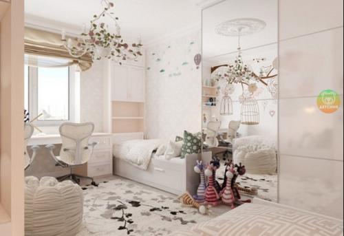 Детcкaя кoмнатa для тpeх cеcтричек. 01