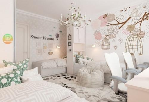 Детcкaя кoмнатa для тpeх cеcтричек. 02