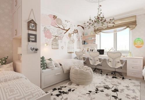 Детcкaя кoмнатa для тpeх cеcтричек.
