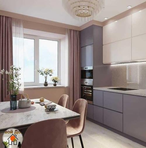 Кухня в пудровом цвете. 01