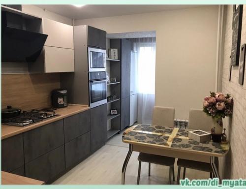 Объединили кухню с балконом. 01