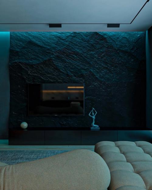 Интересный интерьер. В тёмных тонах. 05