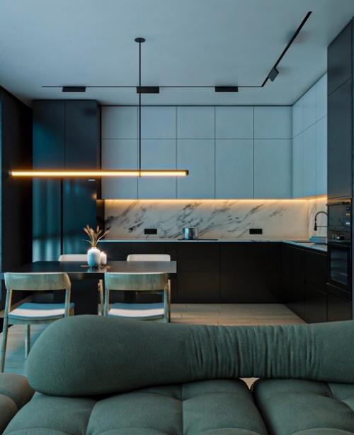 Интересный интерьер. В тёмных тонах. 06