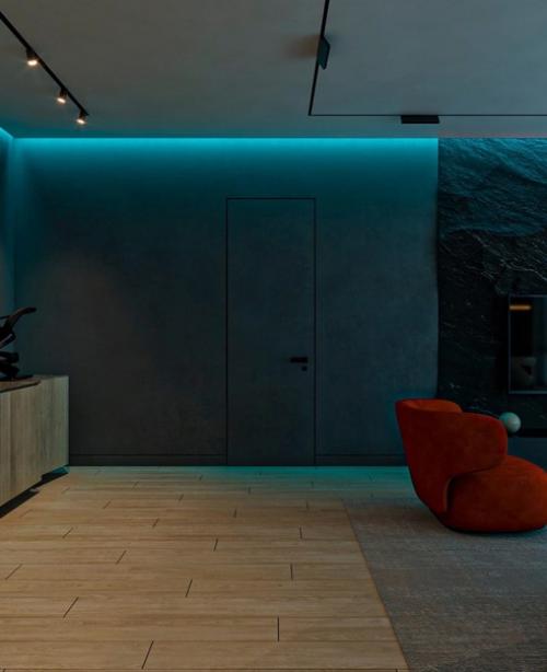 Интересный интерьер. В тёмных тонах. 01