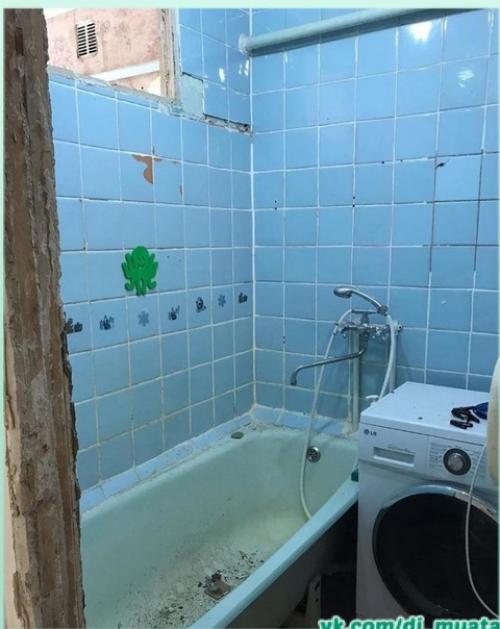 До и после ремонта ванной комнаты.