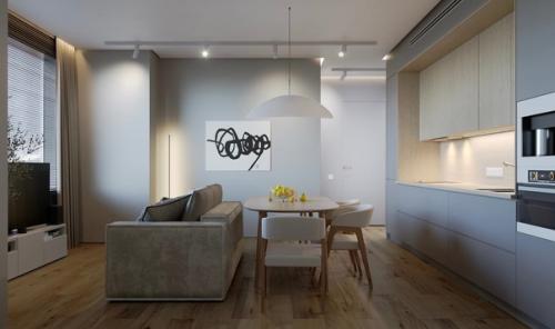 Современный интерьер. В светлых оттенках. 03