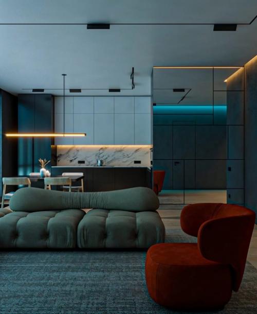 Интересный интерьер. В тёмных тонах. 03