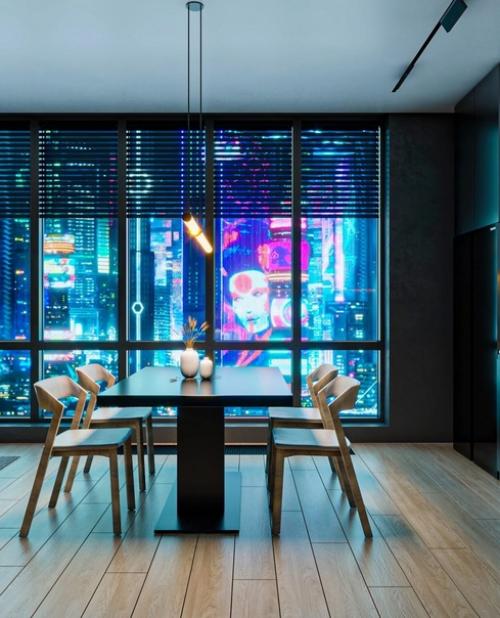 Интересный интерьер. В тёмных тонах. 07