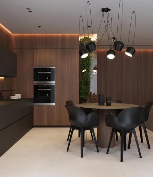 Интерьер просторной кухни - гостиной. 01