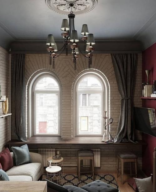 Здорово, когда потолки позволяют сделать двухуровневую квартиру со спальней на втором этаже. 05