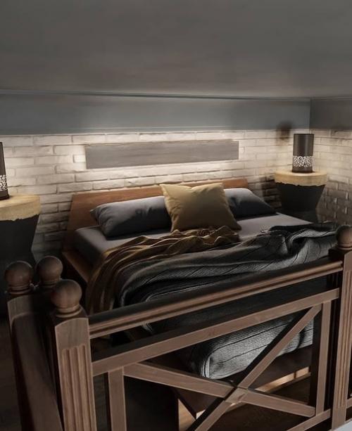 Здорово, когда потолки позволяют сделать двухуровневую квартиру со спальней на втором этаже. 06