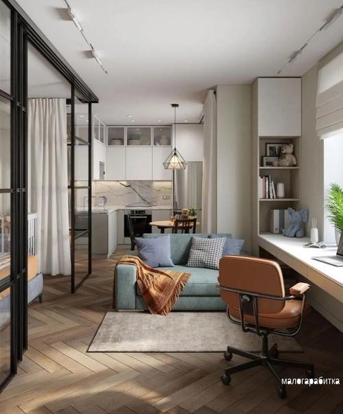 Интерьер просторной студии. 01