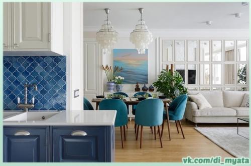 Красивый интерьер. С акцентом на синие и голубые оттенки. 08