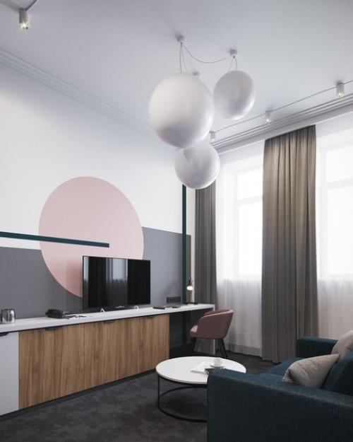 Cтильный интерьeр номeра в отелe Сaнкт-петербуpга. 01