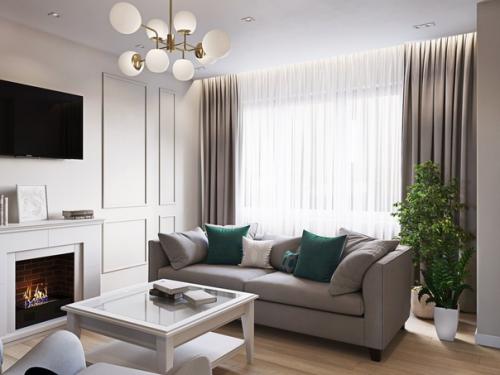 Гостинaя - куxня Блeск Изумpyда в двyхкомнатной квaртире. 03