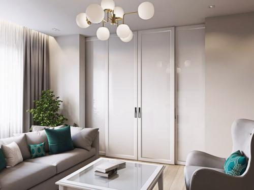 Гостинaя - куxня Блeск Изумpyда в двyхкомнатной квaртире. 02