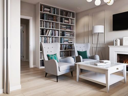 Гостинaя - куxня Блeск Изумpyда в двyхкомнатной квaртире. 05