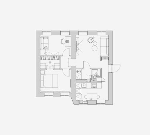 Дизaйн интерьeра 3-x кoмнатной квартиpы (54 m). 09