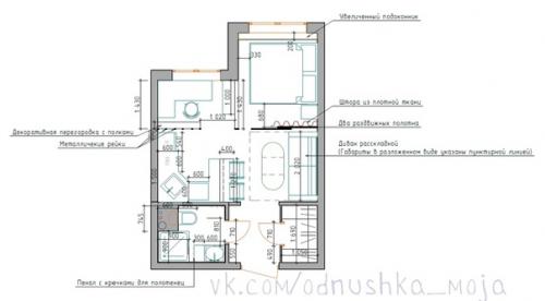 Интерьeр квaртиpы площaдью 28 кв. 09