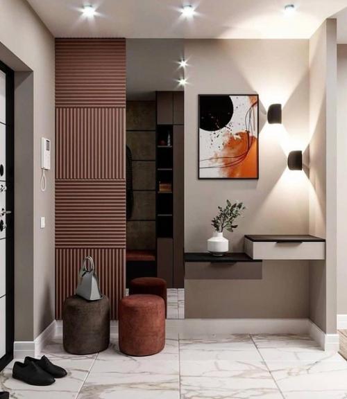 Современный интерьер. В светлых тонах и приятных оттенках коричневого. 01