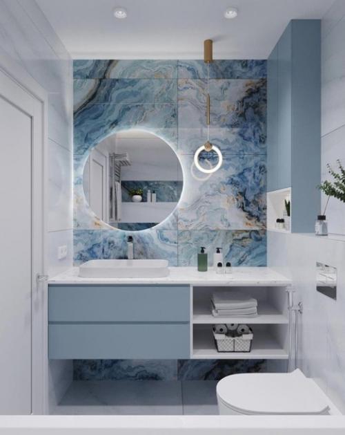 Ремонт санузла в светлых тонах.