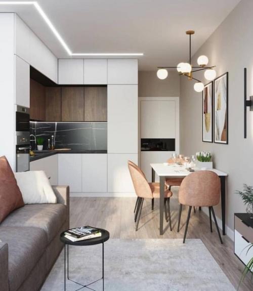 Современный интерьер. В светлых тонах и приятных оттенках коричневого. 03