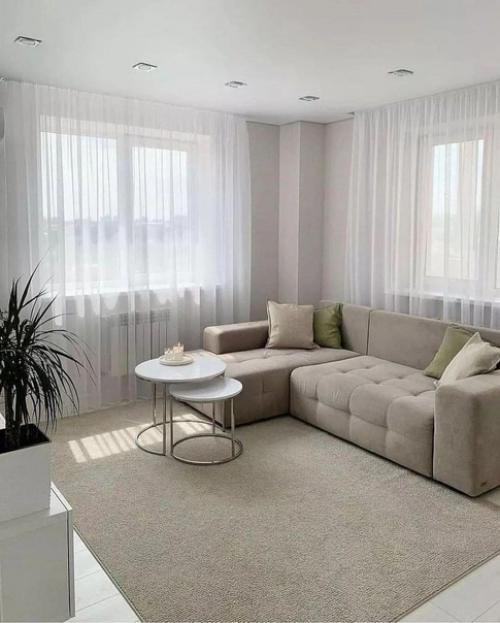 Интерьер гостиной. В оттенках бежевого.