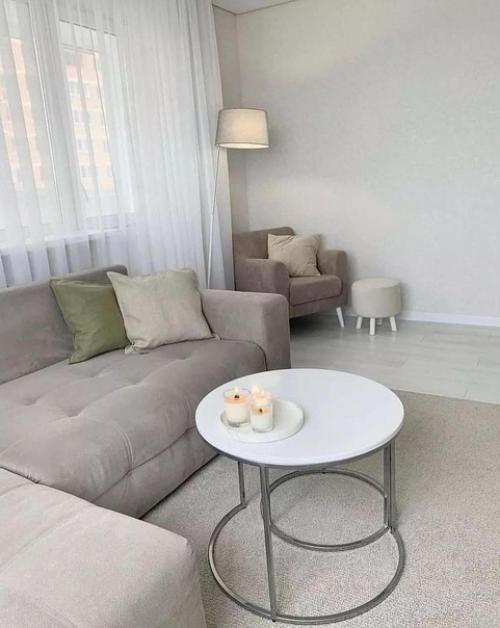 Интерьер гостиной. В оттенках бежевого. 01