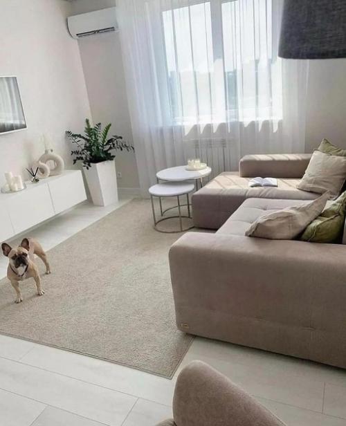 Интерьер гостиной. В оттенках бежевого. 03