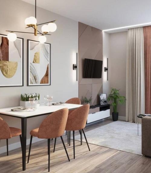 Современный интерьер. В светлых тонах и приятных оттенках коричневого. 05