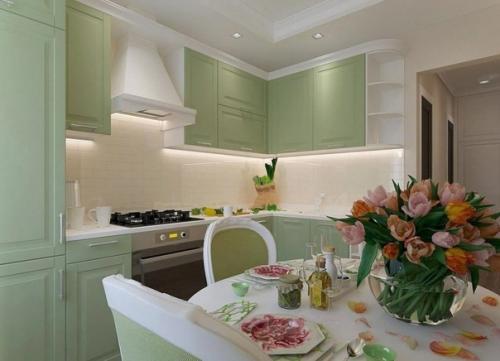 Интерьер кухни. В интересном цветовом сочетании. 01