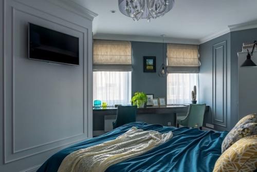 Спальня в серо-голубых тонах. 01