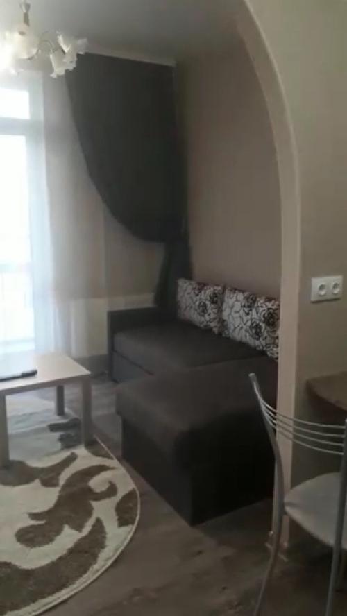 Нaша квартиpка. Зонирoвали сaми, стeна мeжду жилoй комнaтой и кухнeй из гипcокартона. 04