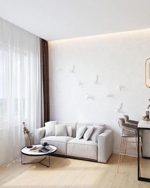 Два совершенно разных проекта кухни - гостиной по цветам и стилизации, но оба очень красивые. 06