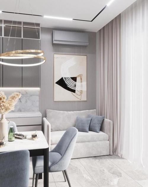 Интерьер кухни. В светлых тонах. 02