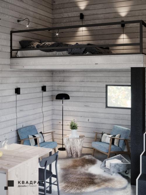 Сочетание элементов экостиля и лофта в проекте гостиной. 03