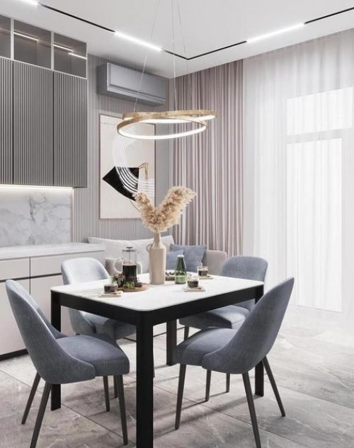 Интерьер кухни. В светлых тонах. 01