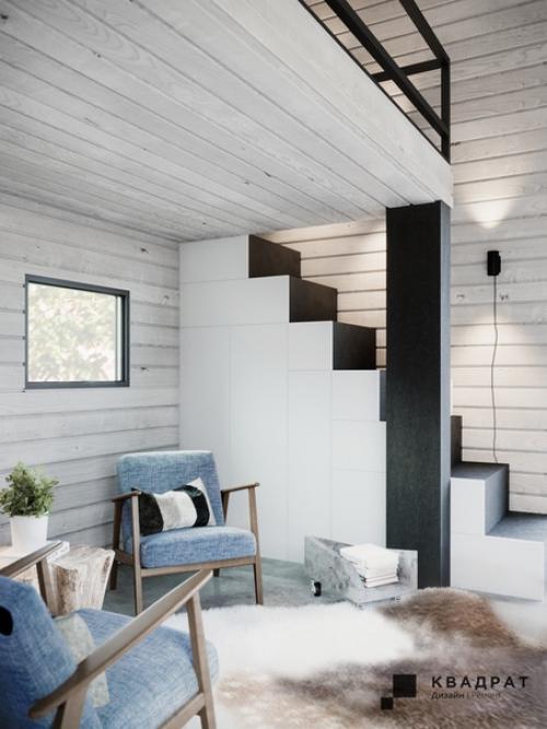 Сочетание элементов экостиля и лофта в проекте гостиной. 02